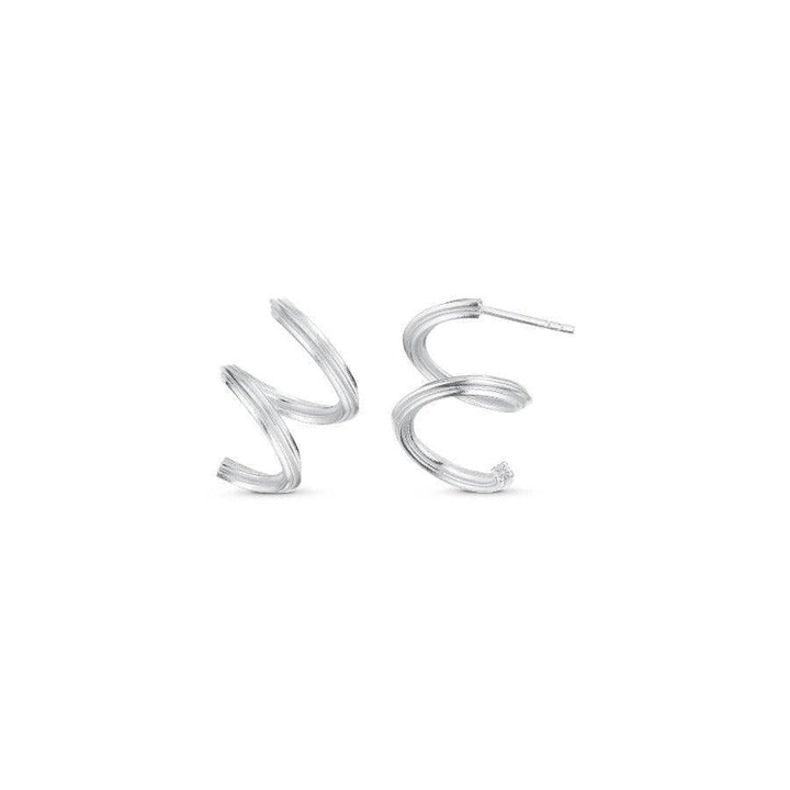 Polar Jewelry Spiral Earrings in silver metal, elegant spiral design, Model SPI-HP-RH-00610-1
