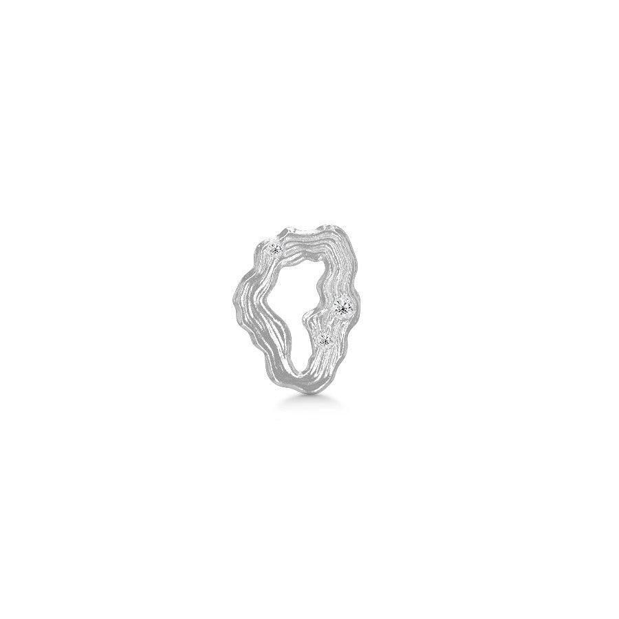 Polar Jewelry Stellar Silver Earring Single Ste-st-sl-wz-00402-1 with organic shape and shiny stones, Model ste-st-sl-wz-00402-1