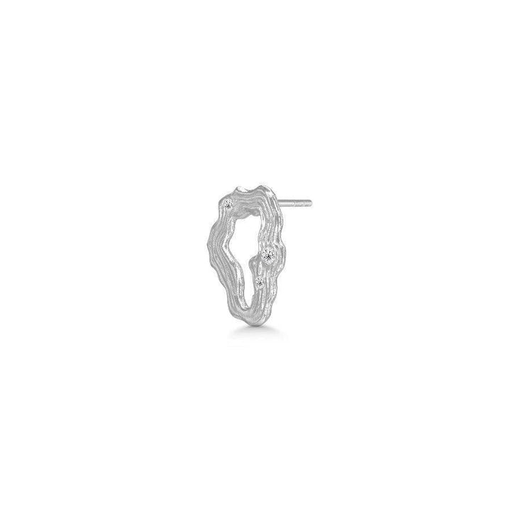 Polar Jewelry Stellar Solv O̧rering Single Ste st-sl-wz-00402 in silver with organic, wavy shape and small clear stones, Model st-sl-wz-00402