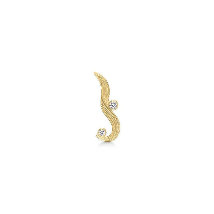 Polar Jewelry The Darning Needle Gold Plated Earrings with Wavy Design and Two Clear Stones, Model ST-L-GD-WZ-00331-1
