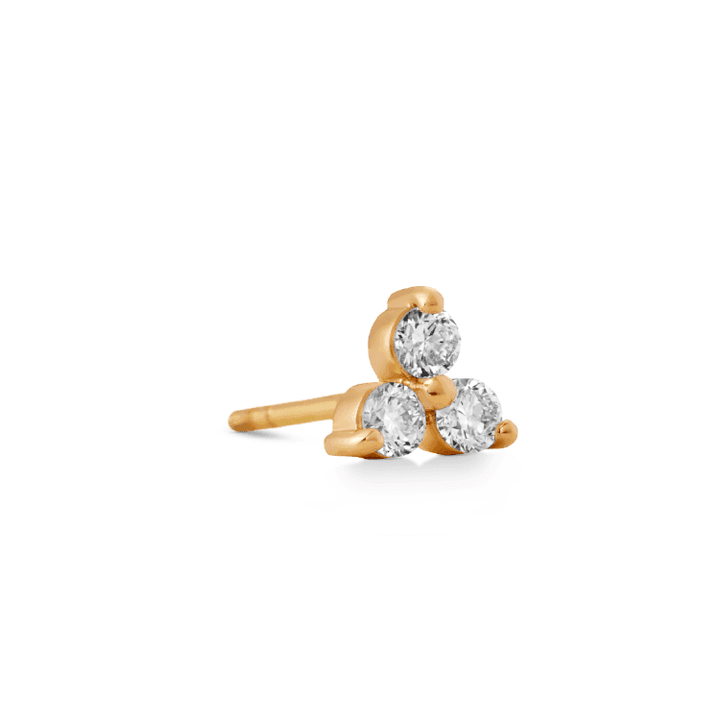 Ro Copenhagen 18kt Fryd 0.18ct diamond earrings in gold with three sparkling diamonds. Model 119283-1