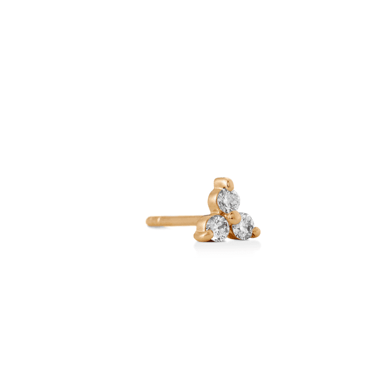 RO Copenhagen 18kt Fryd Diamond Earrings with three diamonds in a gold setting, Model 119280-1