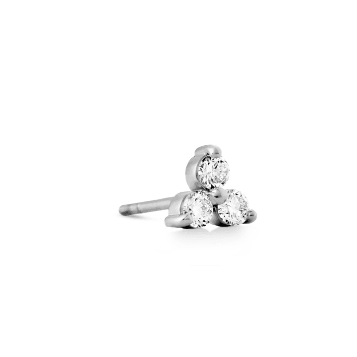 RO Copenhagen 18kt Fryd Earrings Diamond 0.18ct white gold, elegant design with three sparkling diamonds. Model 119284-1