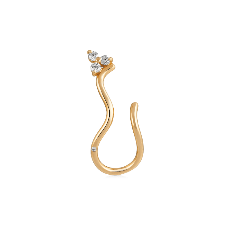 RO Copenhagen 18kt Fryd Wave Diamond Earring Right shows earring in wavy gold with diamonds, Model 108105-1.
