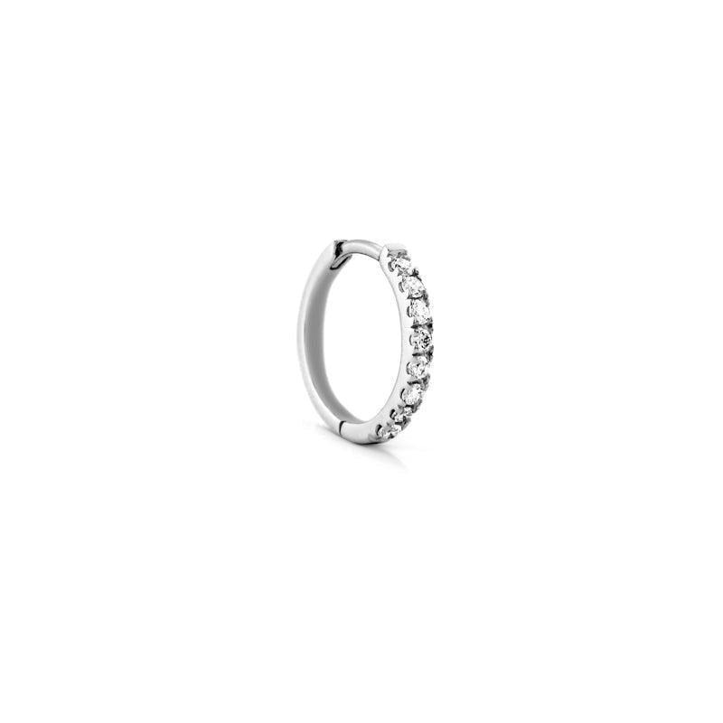 RO Copenhagen 18kt Rock Classic Diamond Creole 10mm white gold. Simple creole with white gold finish and diamonds. Model 119249-1.
