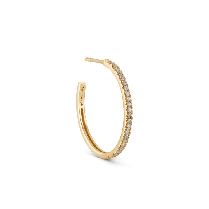 RO Copenhagen 18kt Rock Classic Diamond Creole shows an elegant gold creole with small diamonds. Model 119258-1.