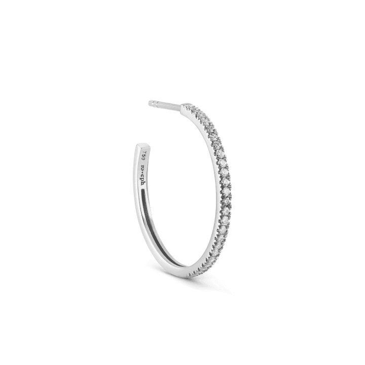 ro copenhagen 18kt rock classic diamond creole white gold shows elegant creole in white gold with small brilliant-cut diamonds. Model 119261-1