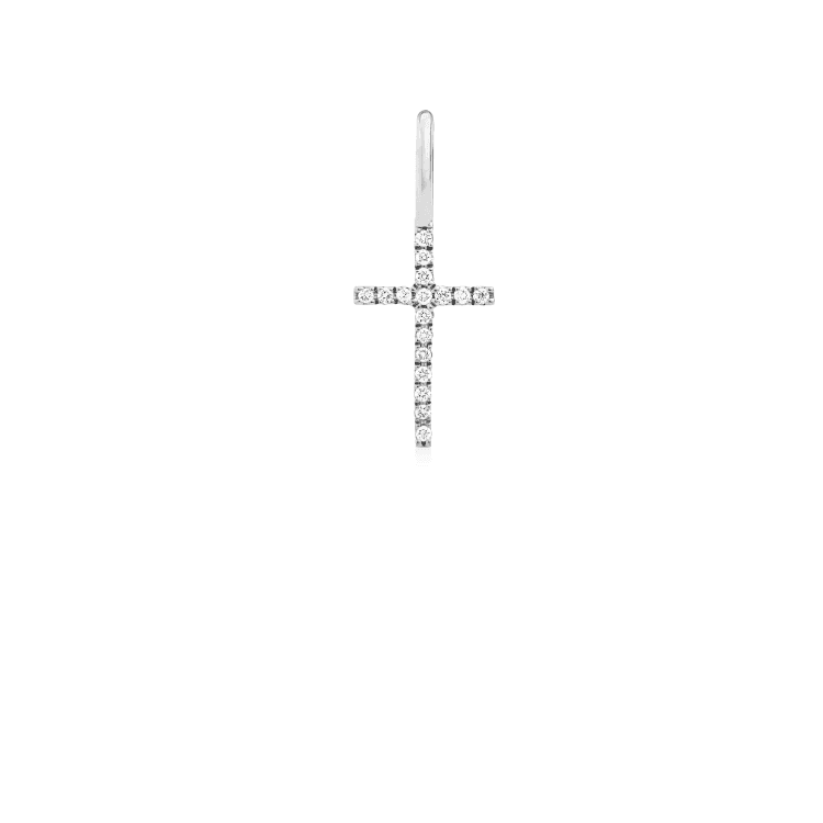 ro copenhagen 18kt rock classic diamond cross pendant white gold, elegant cross in white gold set with clear diamonds. Model 106257-1