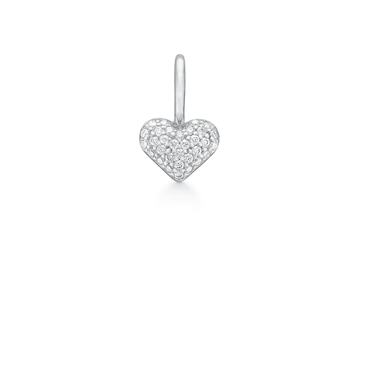 Ro Copenhagen 18kt Rock My Heart Diamond Heart Pendant white gold with pavé of diamonds. Model 121372-1