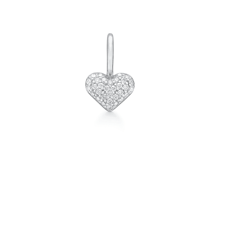 Ro Copenhagen 18kt Rock My Heart Diamond Heart Pendant white gold with pavé of diamonds. Model 121372-1