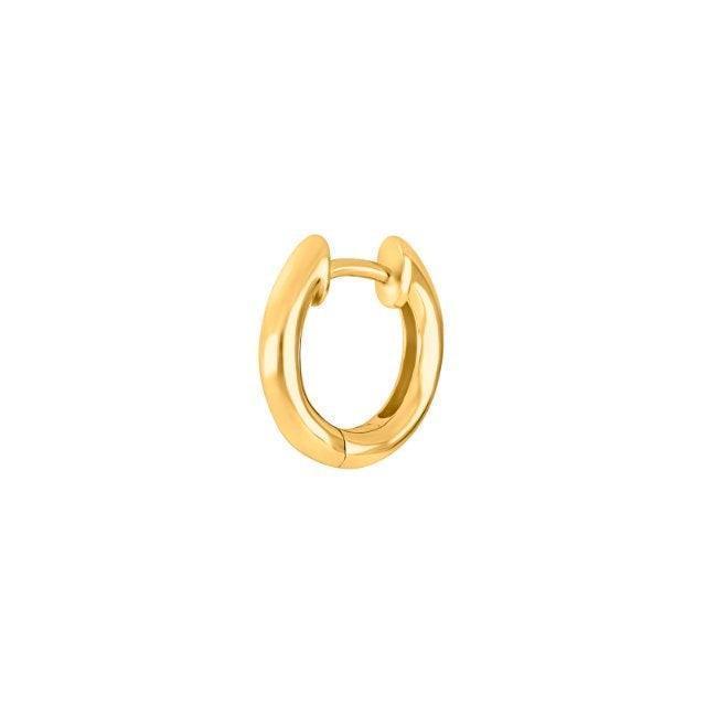 Son of Noa Creole 12mm Gold Plated is shown as a single, shiny gold plated creole earring against a white background. Model 325157-3-1