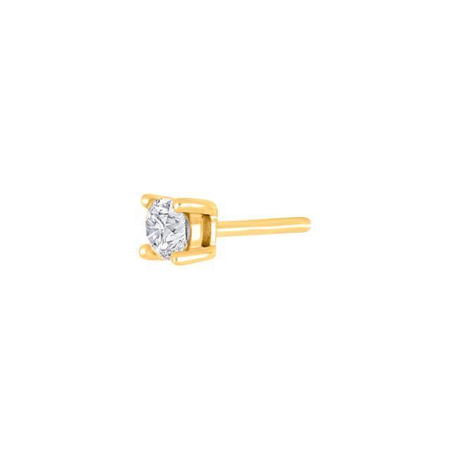 Son of Noa Earring, single earring in gold with clear stone, elegant and minimalist design. Model 345311-3