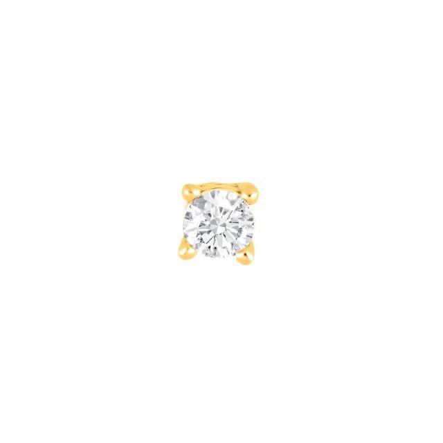 Son Of Noa Earrings simple gold colored ear stud with a clear round stone in the middle. Model 345311-3