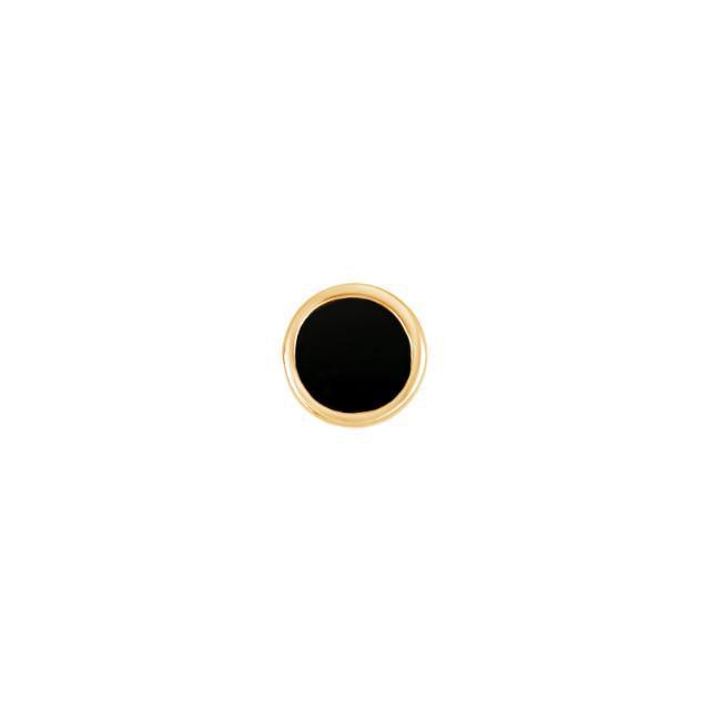 Son of Noa earrings with onyx, round model in gold-toned metal with black stone, Model 325182-3-1
