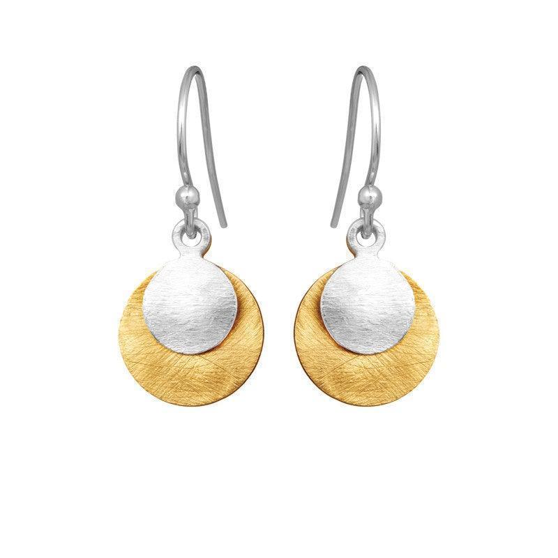 Susanne Friis Bjørner Earrings with Monier Mix with round pendants in silver and gold-plated look, Model 5181-1-1