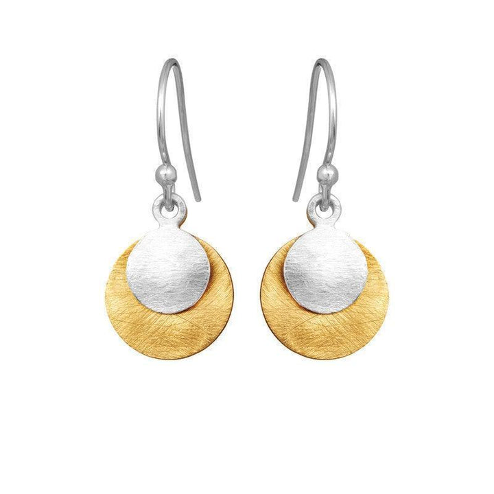 Susanne Friis Bjørner Earrings with Monier Mix with round pendants in silver and gold-plated look, Model 5181-1-1