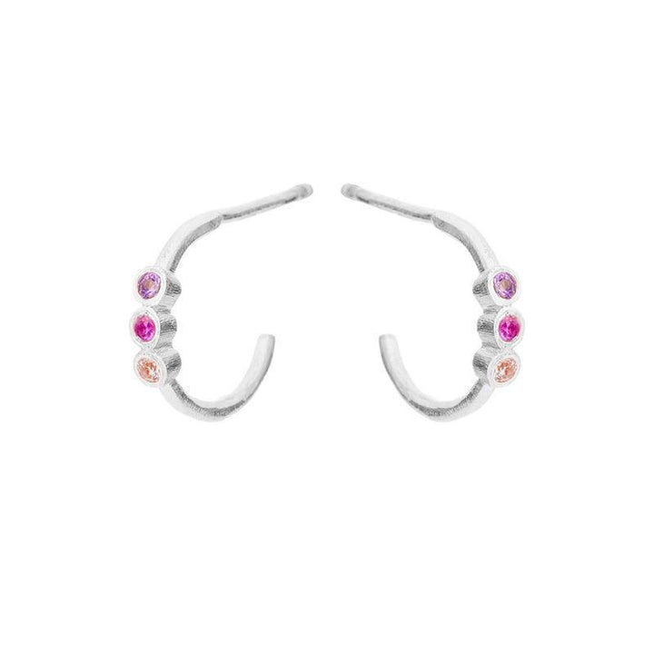 Susanne Friis Bjørner silver earrings with colored zircons, curved design, model 5647-1-569-1.