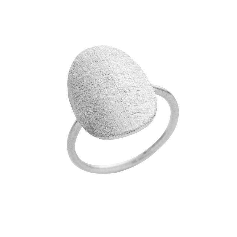 Susanne Friis Bjørner silver ring with matt brushed oval top, elegant and modern. Model 16971-1697-1-001-1