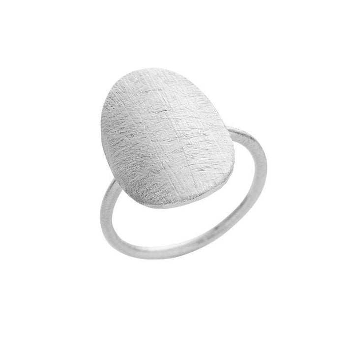 Susanne Friis Bjørner silver ring with matt brushed oval top, elegant and modern. Model 16971-1697-1-001-1