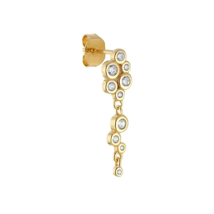 Cascade Stud Silver-plated earring with several clear stones in a round, elegant cluster. Model FW2206-FW2206-1