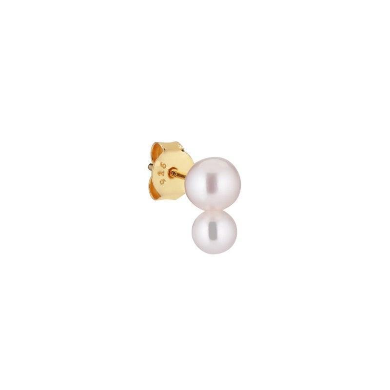 deux pearl earrings ss2017-ss2017-1, earrings in gold with two white pearls, Model ss2017-ss2017-1