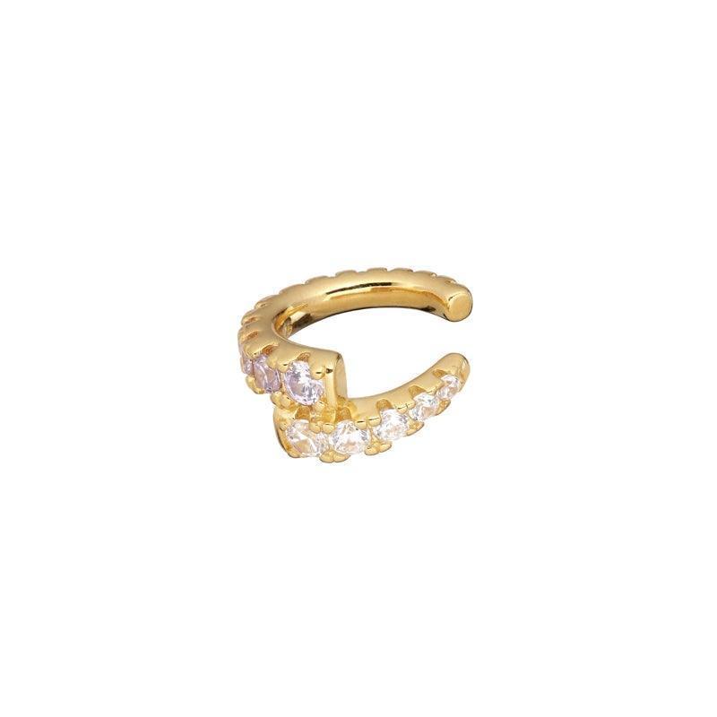 Elisa Ear Cuff in gold-colored look with clear stones, elegant design, Model SS2116-SS2116-1.
