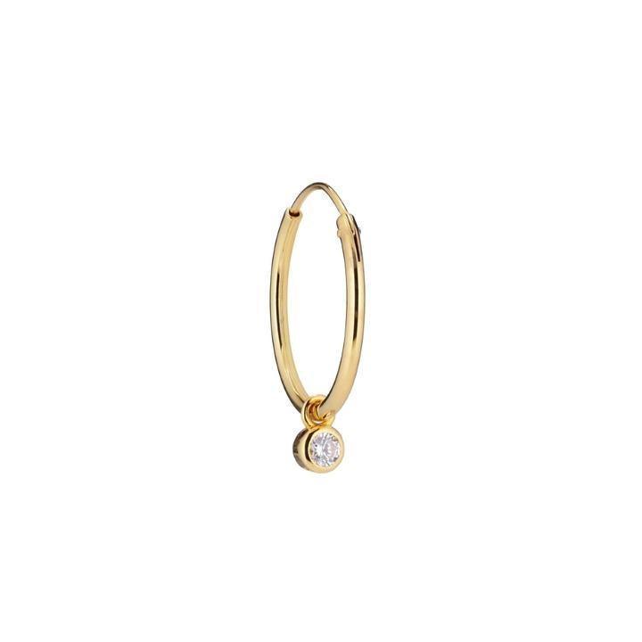 Golden Hour Gold-plated Hoop with small round clear stone pendant, gold-colored, model SS2013-SS2013-1