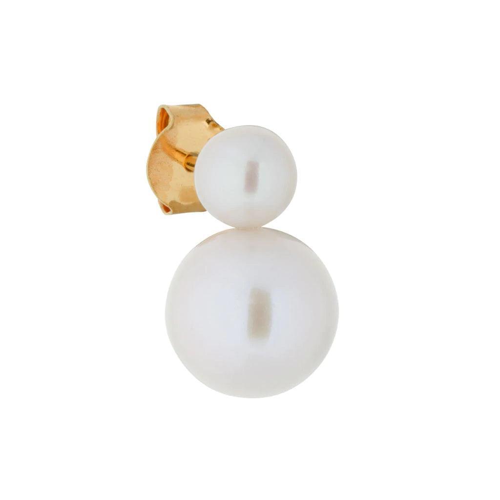 The Earring Shop More Earrings shows a simple gold-plated earring with two white freshwater pearls. Model SS2210-SS2210-1.