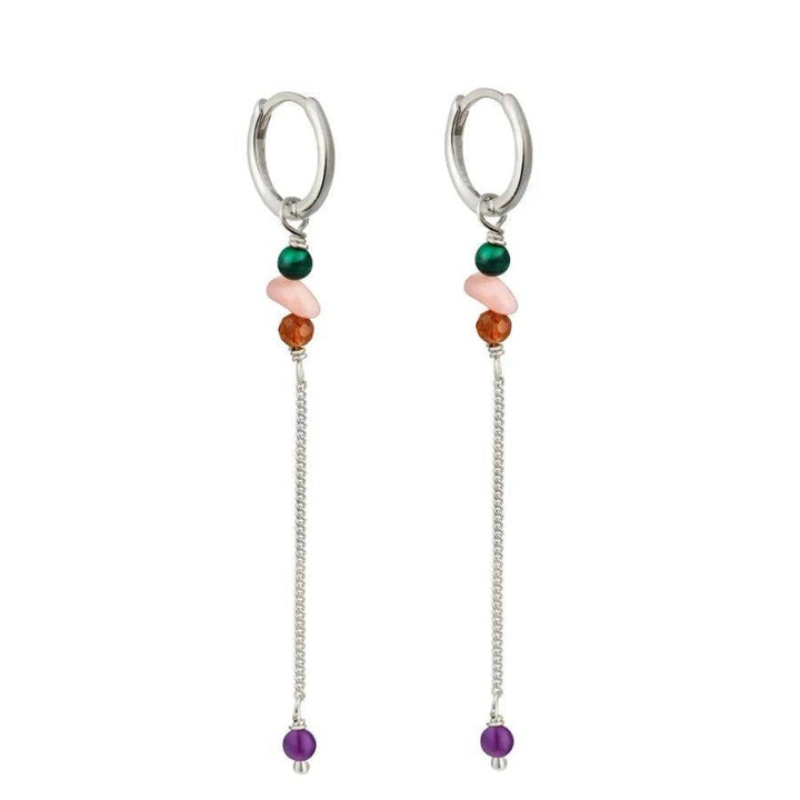 wioga alexandra earrings silver with colored pearls and chain, model E-8120-S