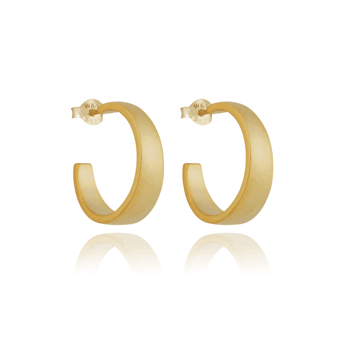 wioga chickie earrings in matte gold finish in wide creole model. Model E-1170-GP