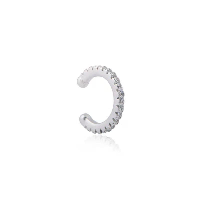 wioga lucia ear cuff with clear stones in silver finish, stylish design, Model E-1157-S