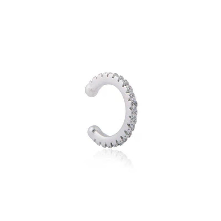 wioga lucia ear cuff with clear stones in silver finish, stylish design, Model E-1157-S